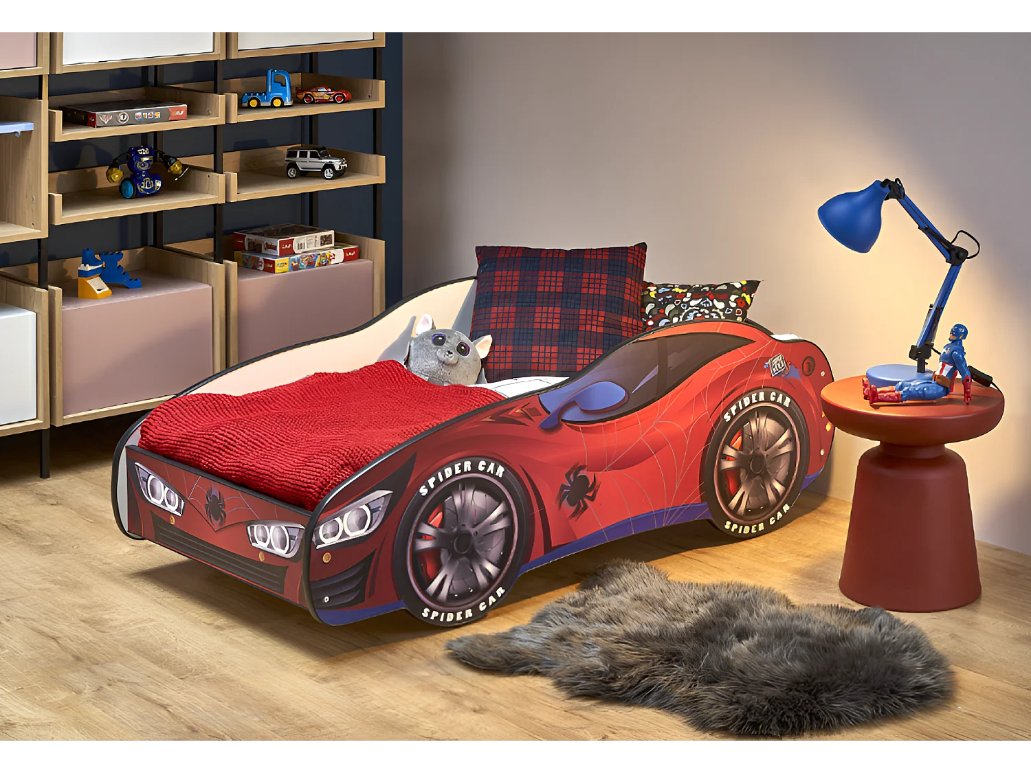 Lit Spider Car/70x140/Rouge