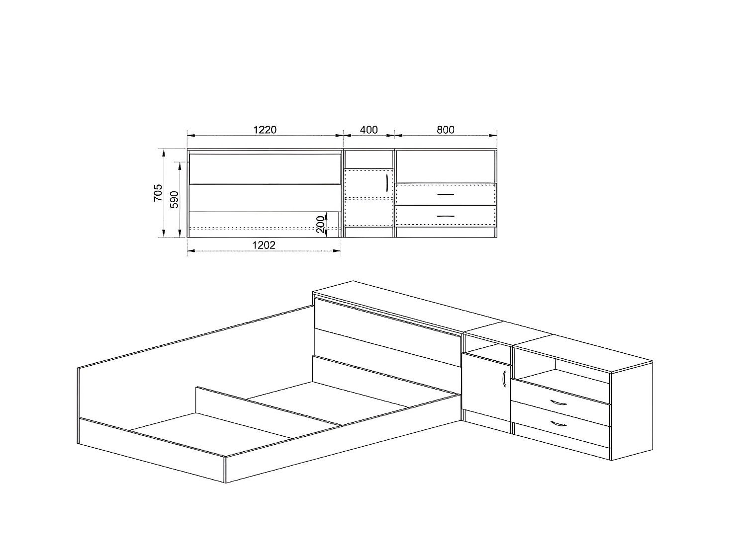 Chambre d'enfants Look/brun