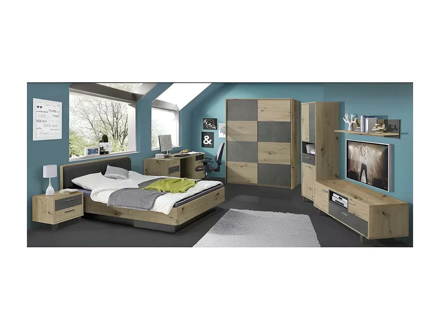 Kinderzimmer Ravena-M/braun/anthrazit