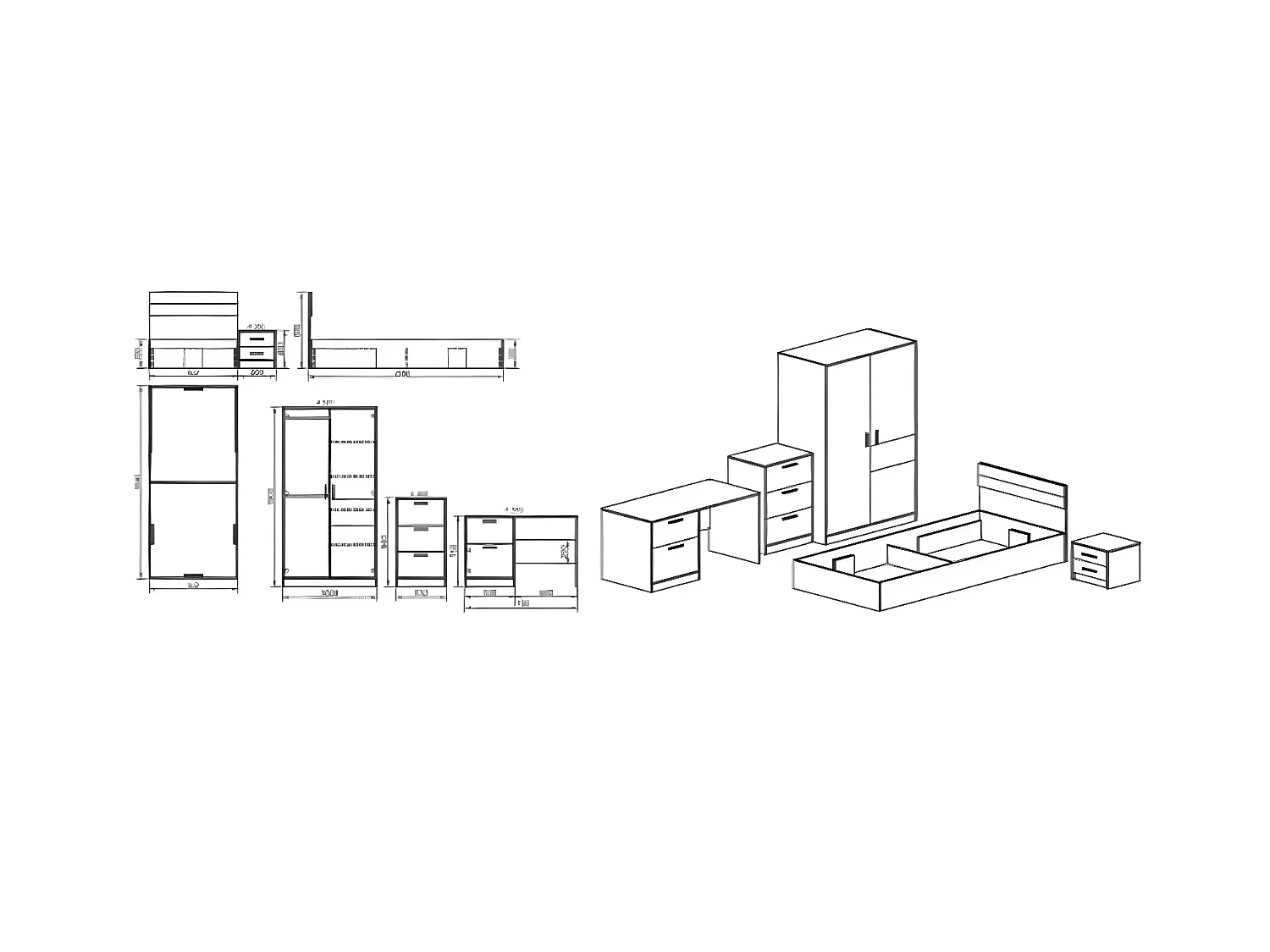 Chambre d'enfants Marco/jaune/anthracite