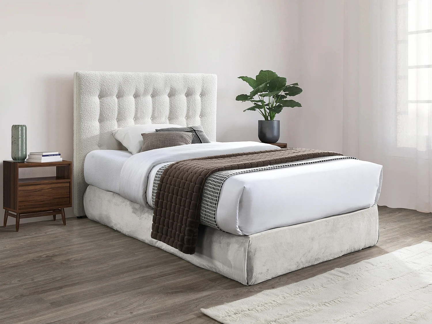 Testata trapuntata 160 cm Tessuto bouclette Bianco - FRANCESCO