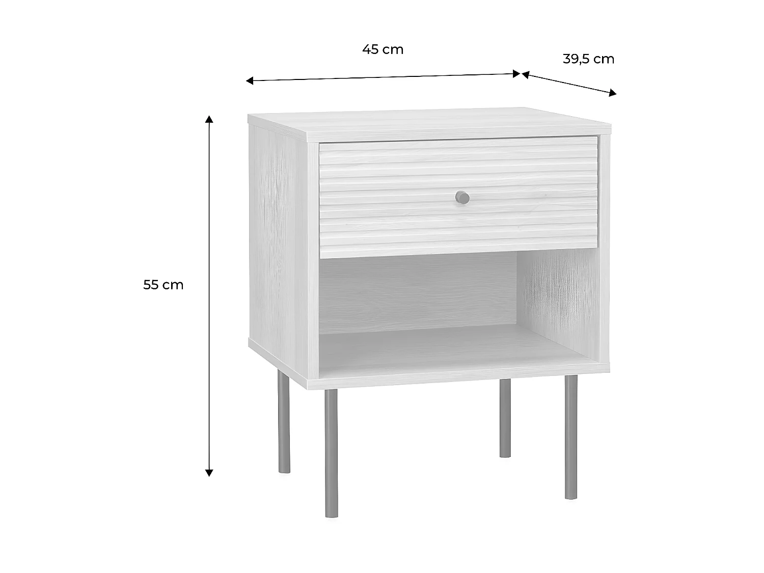 Set di 2 comodini effetto legno scanalato, marrone naturale