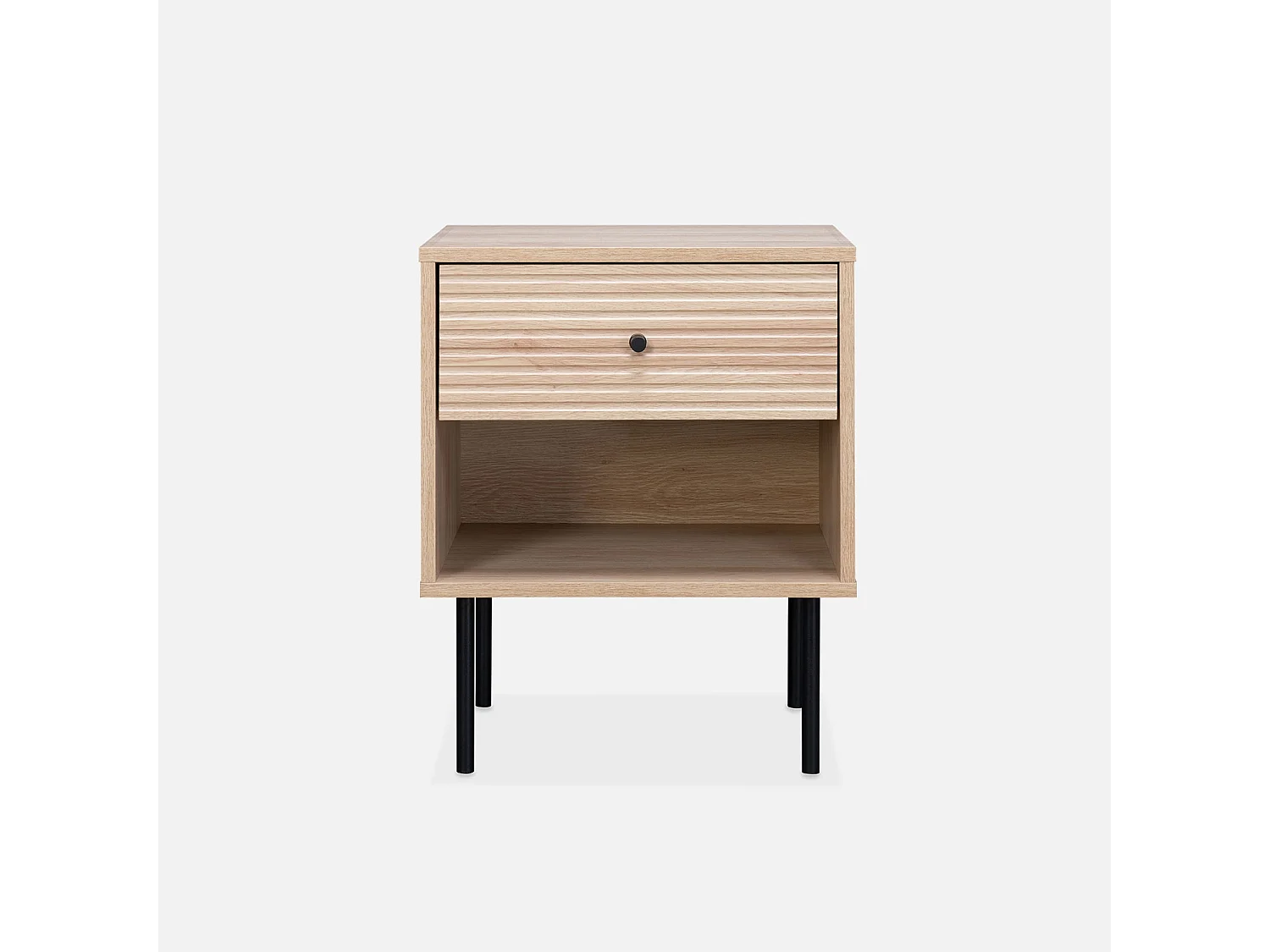 Mesita de noche con efecto madera estriada, set de 2 natural