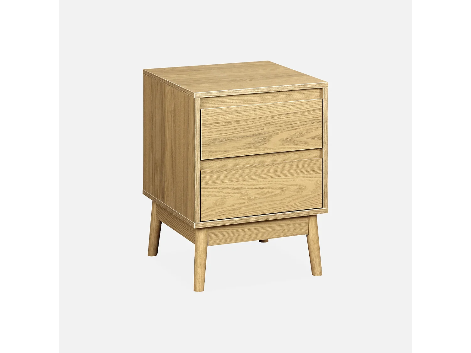 Comodino effetto legno con due cassetti, marrone naturale