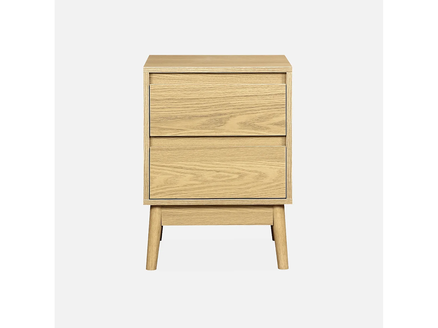 Comodino effetto legno con due cassetti, marrone naturale