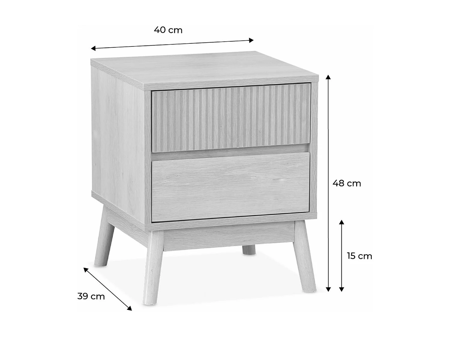 Comodino con 2 cassetti, marrone chiaro