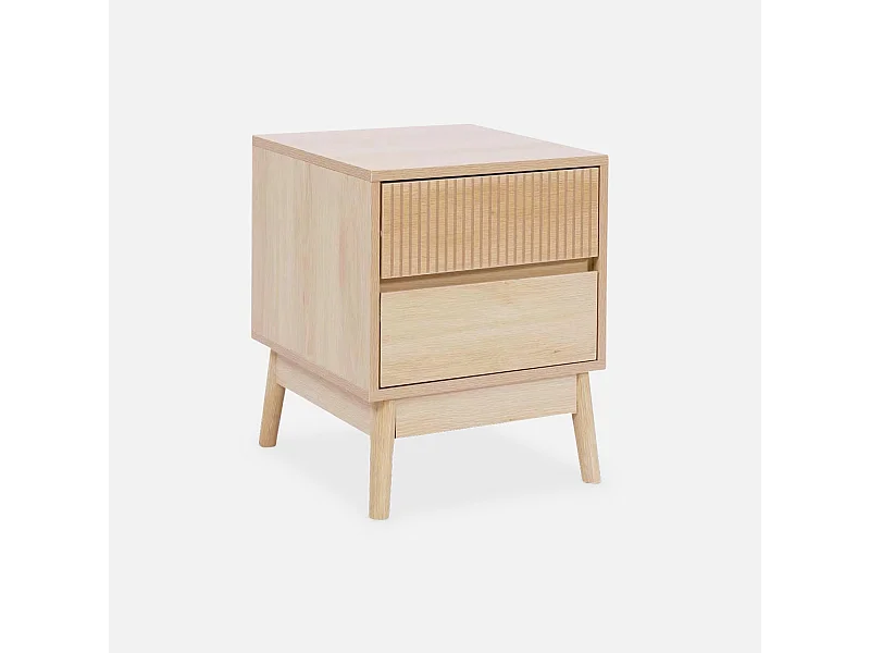 Comodino con 2 cassetti, marrone chiaro