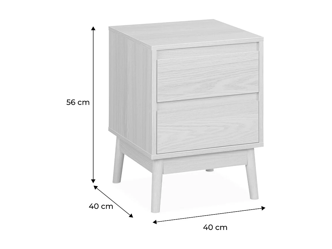 Set 2 comodini effetto legno con due cassetti, marrone naturale