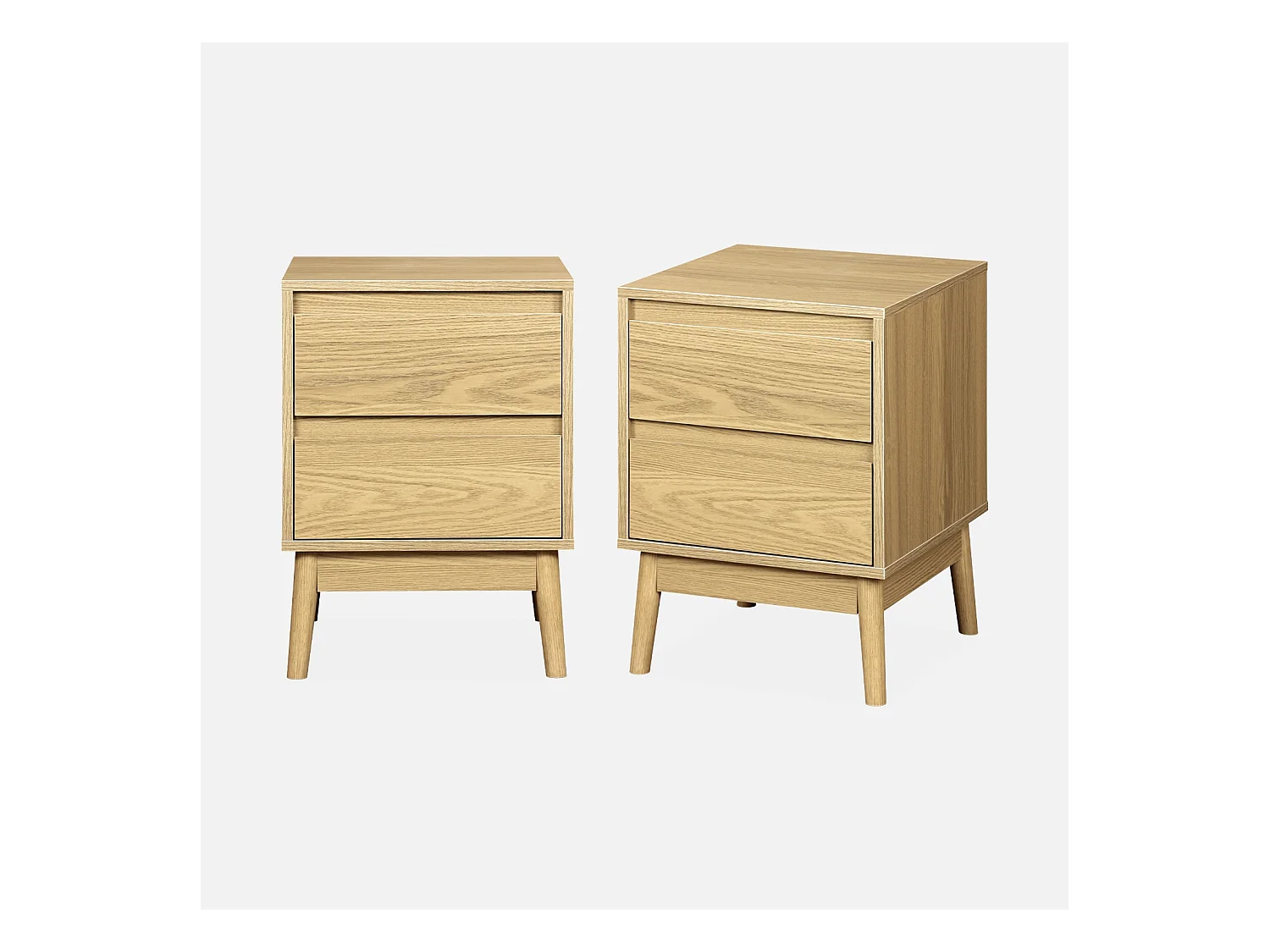Lot de 2 tables de chevet décor bois. deux tiroirs