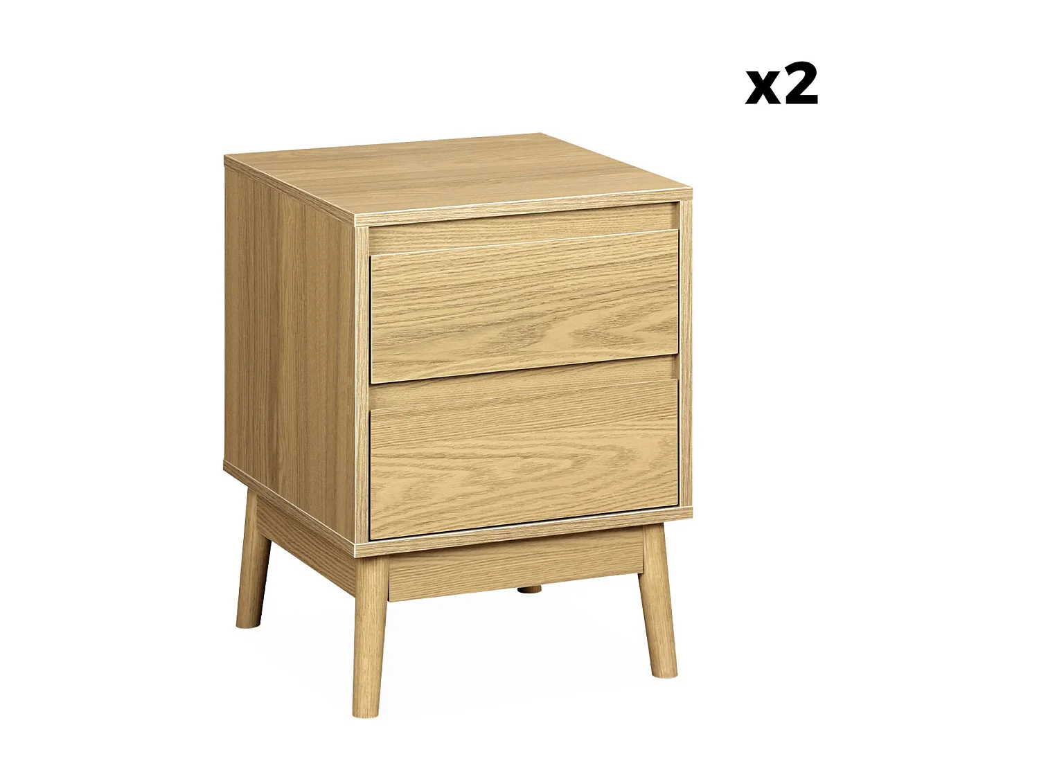 Lot de 2 tables de chevet décor bois. deux tiroirs