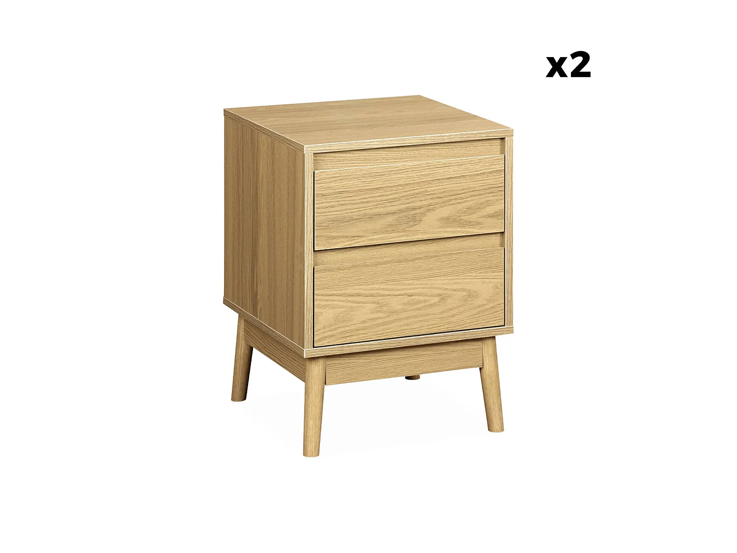 Lot de 2 tables de chevet décor bois. deux tiroirs