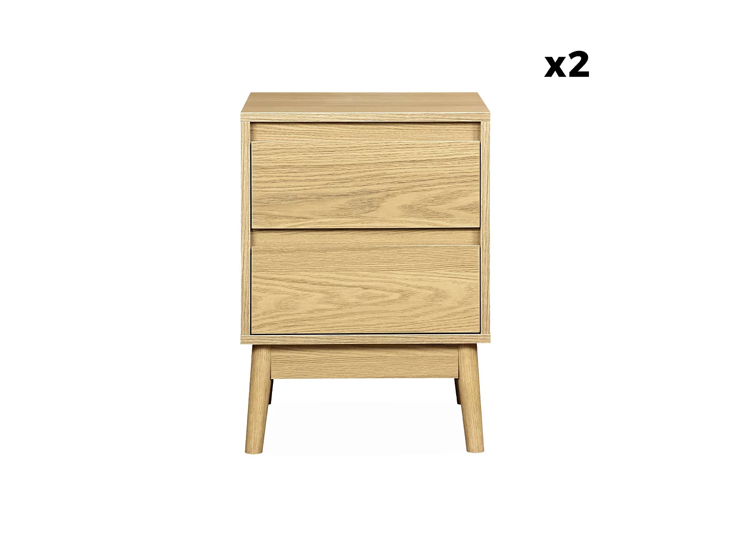 Lot de 2 tables de chevet décor bois. deux tiroirs
