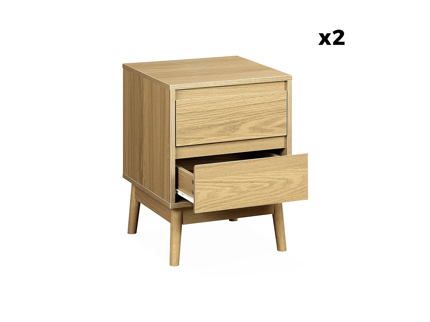 Lot de 2 tables de chevet décor bois. deux tiroirs