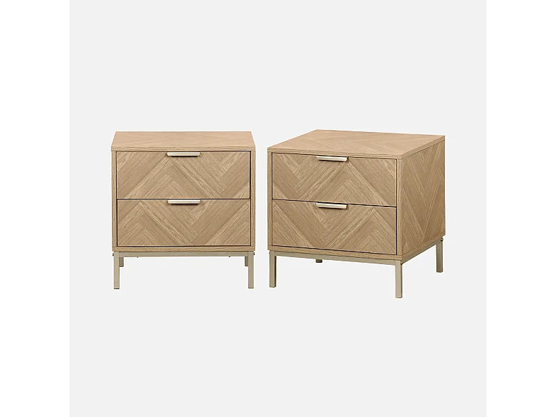 Lot de 2 tables de chevet. Budapest. deux tiroirs. L 45 x l 40 x H 45cm