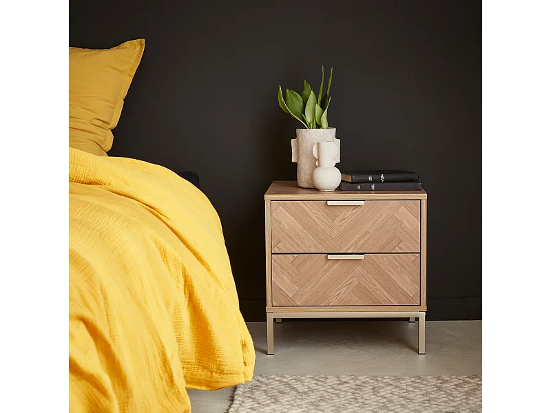 Table de chevet. Budapest. deux tiroirs. L 45 x l 40 x H 45cm