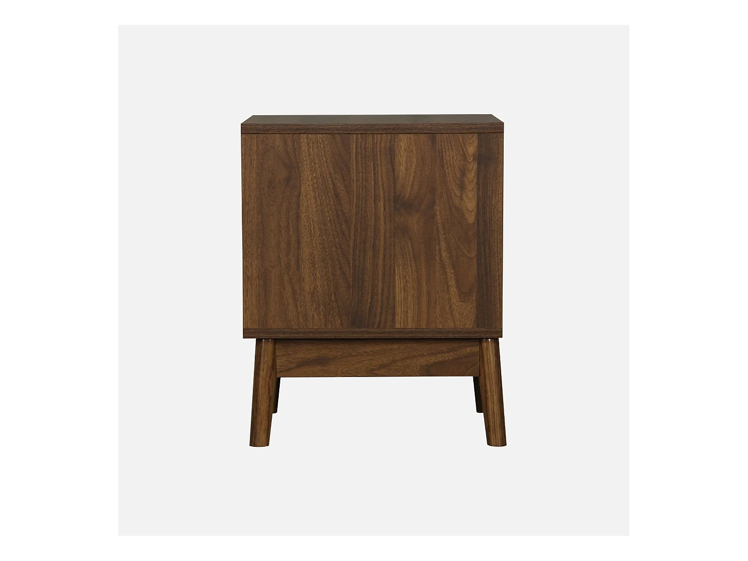 Table de chevet deux tiroirs. décor bois de noyer et piétement en pin - Linear