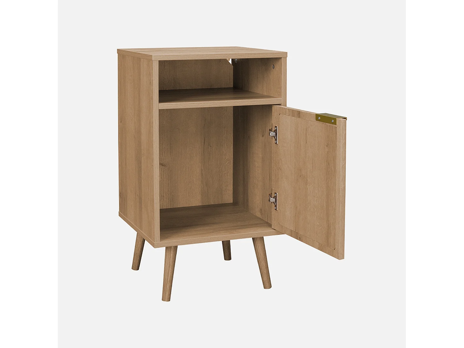 Lot de 2 tables de chevet. Eva. décor bois et cannage arrondi. une porte. un espace de rangement. L40 x l39 x H65.8cm