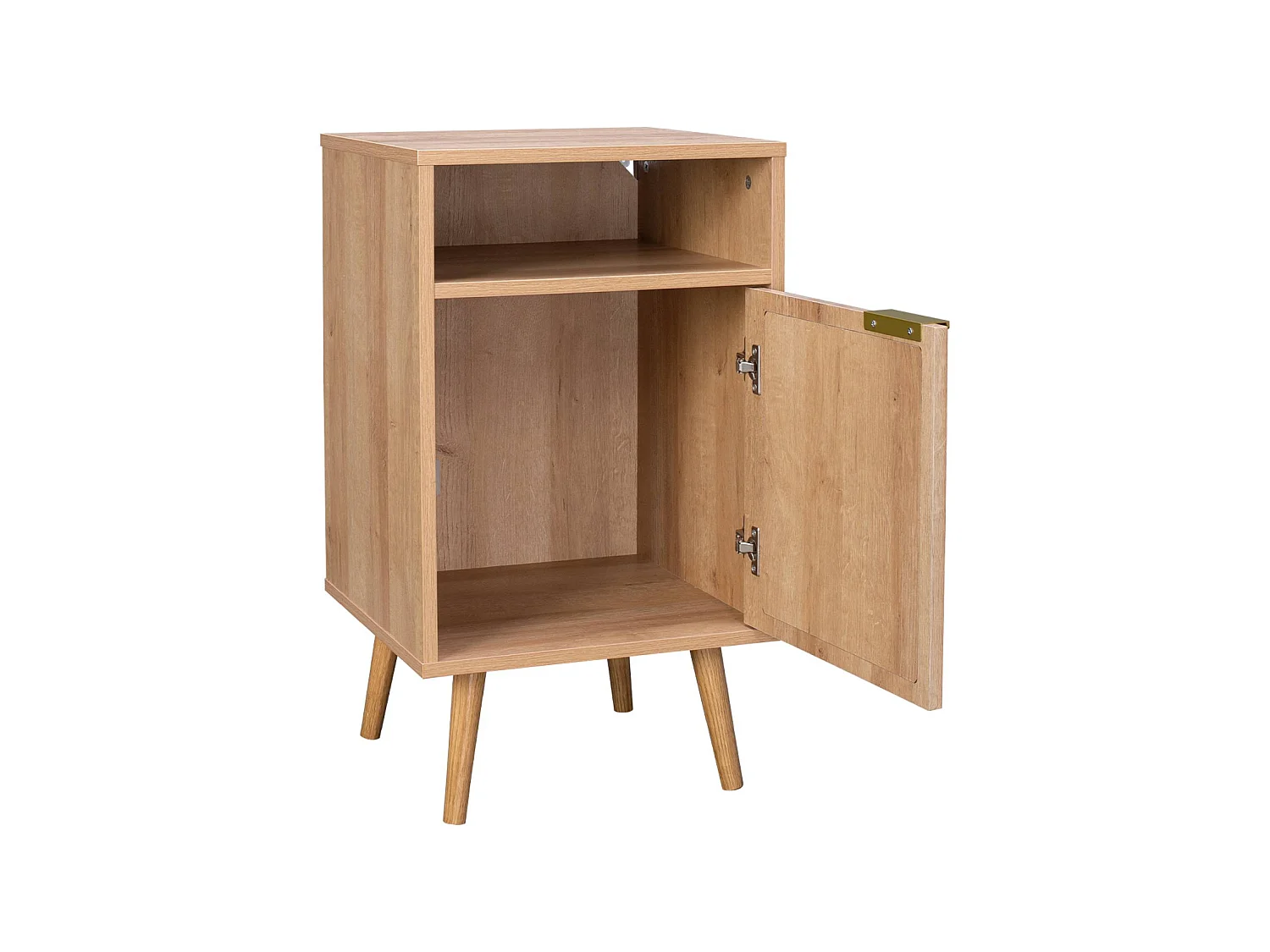 Set 2 comodini in effetto legno con scanalature arrotondate,  Eva, Marrone naturale, 40x39x70 cm