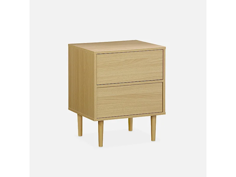 Comodino effetto legno naturale, marrone naturale