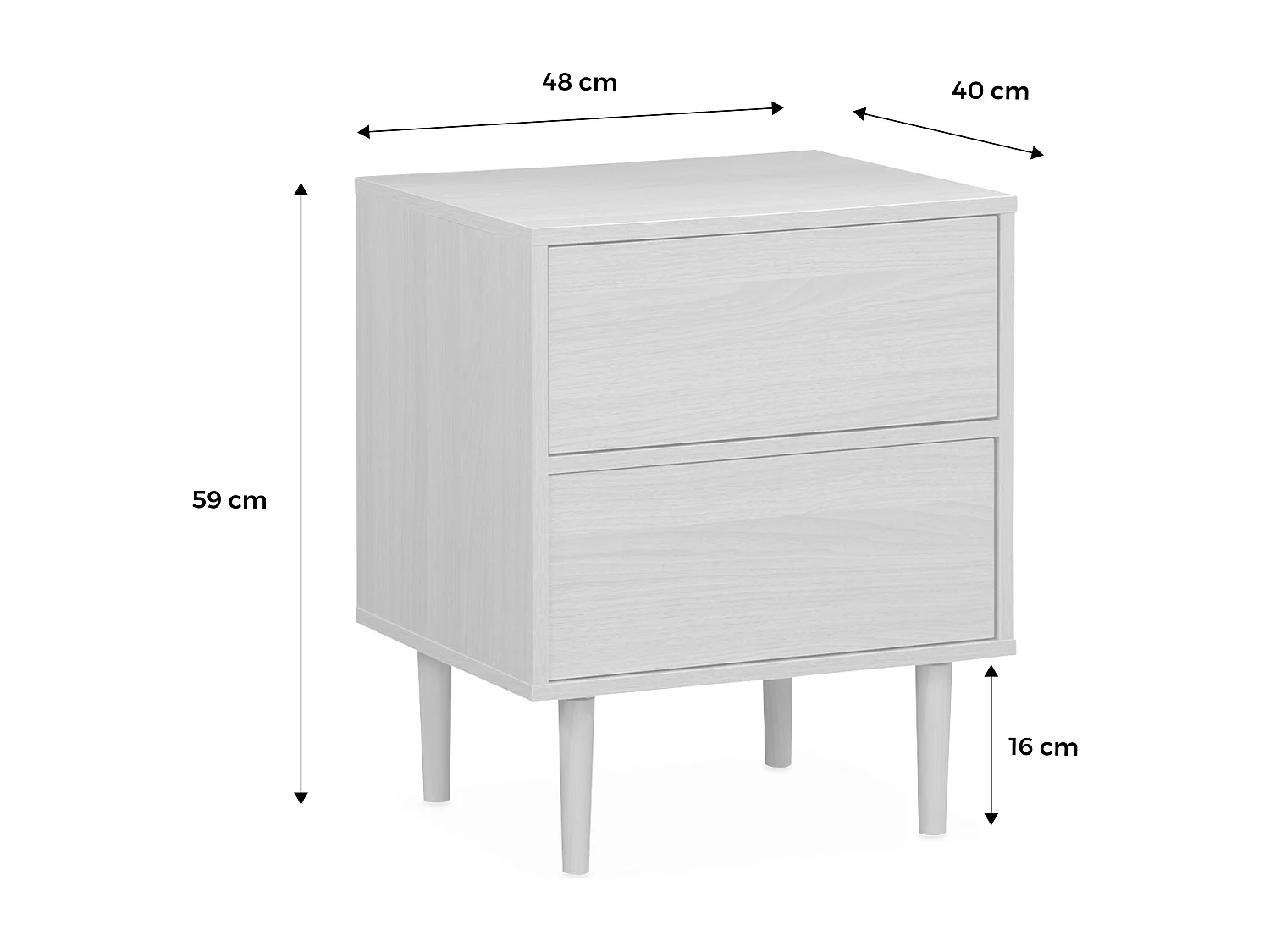 Comodino effetto legno naturale, marrone naturale