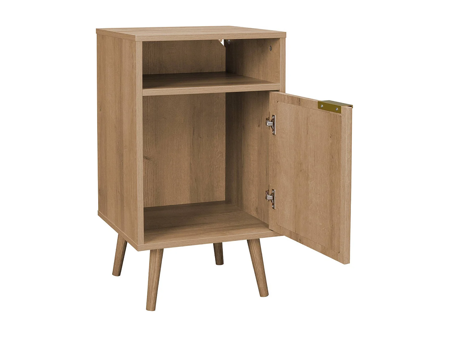 Comodino, decorazioni in legno e canne arrotondate, marrone naturale