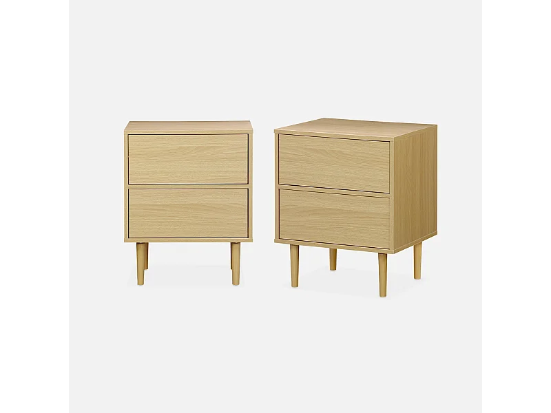 Set 2 comodini effetto legno naturale, marrone naturale