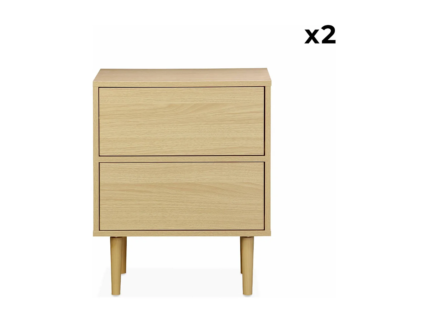 Set 2 comodini effetto legno naturale, marrone naturale