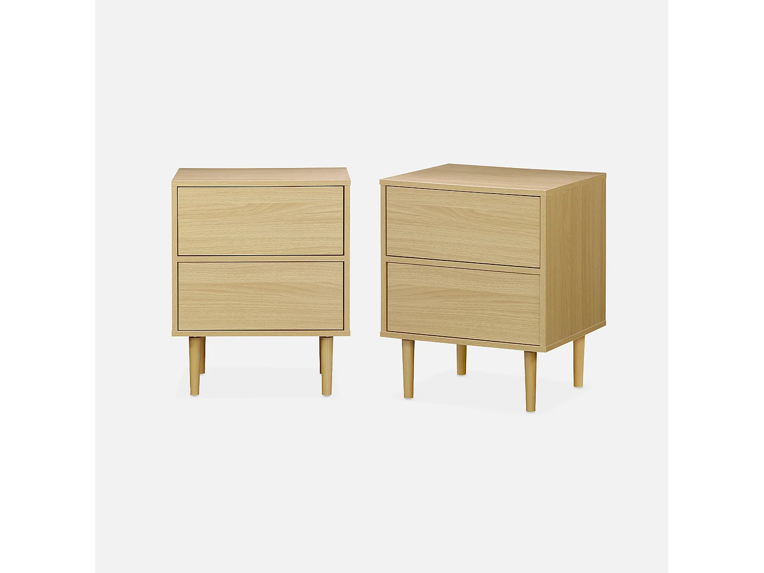 Set 2 comodini effetto legno naturale, marrone naturale