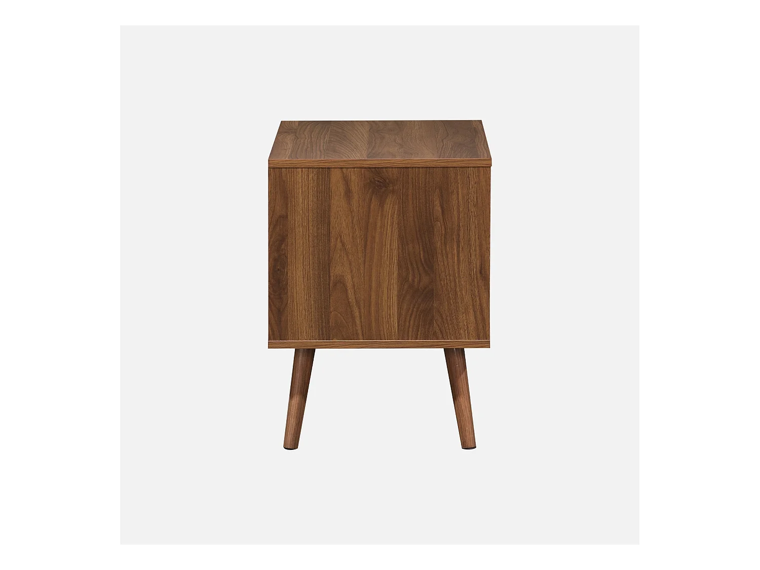 Lot de 2 tables de chevet décor bois teinté noyer. 2 tiroirs. pieds en pin massif