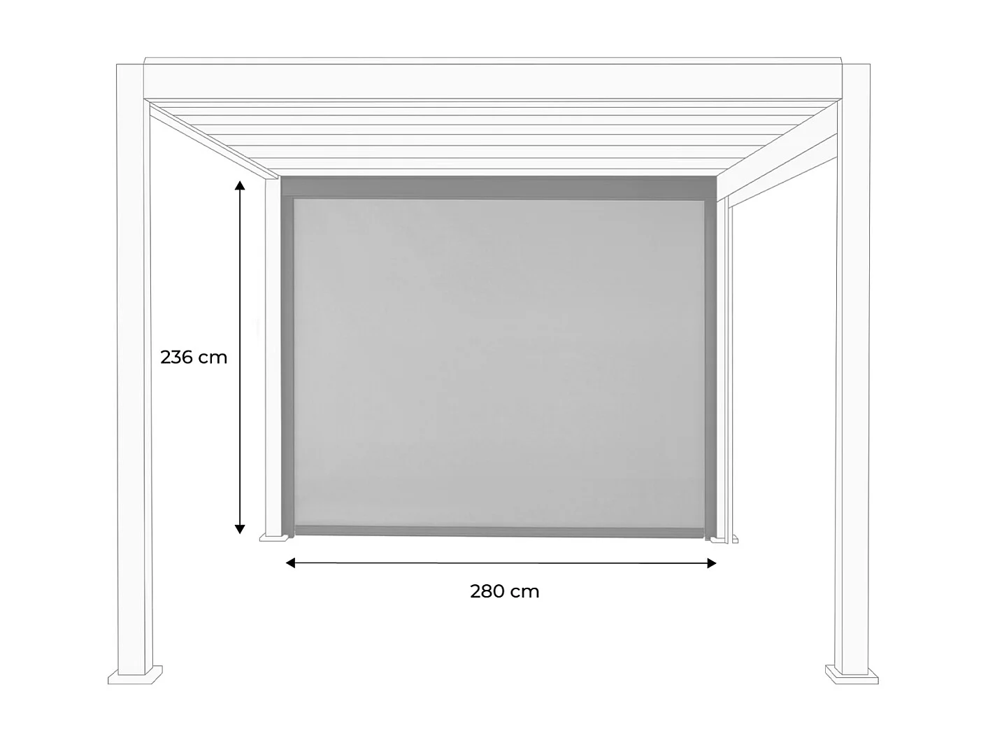 Store gris pour pergola bioclimatique – Triomphe – 3m. aluminium et textilène