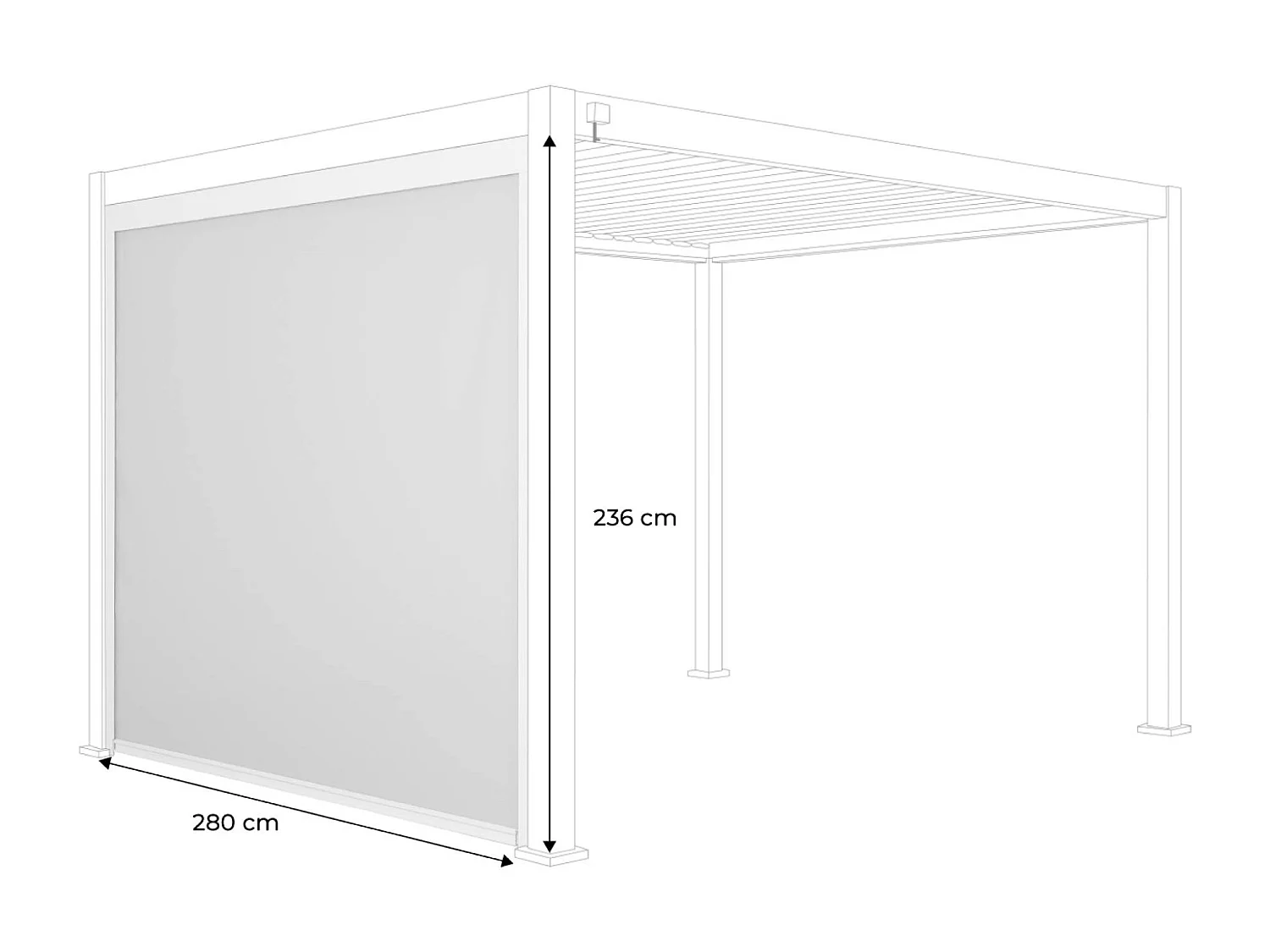 tenda laterale avvolgibile alluminio e textilene per pergola, 3m,