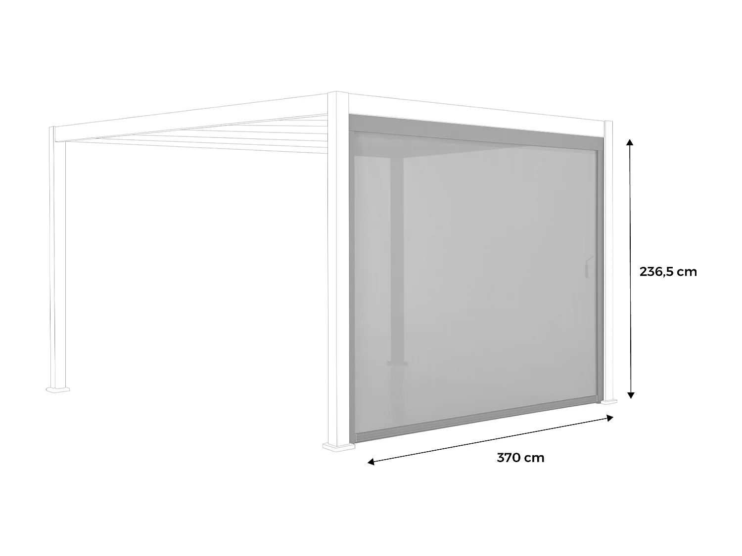 Tenda laterale 4m per pergola triomphe 3x4m, grigio