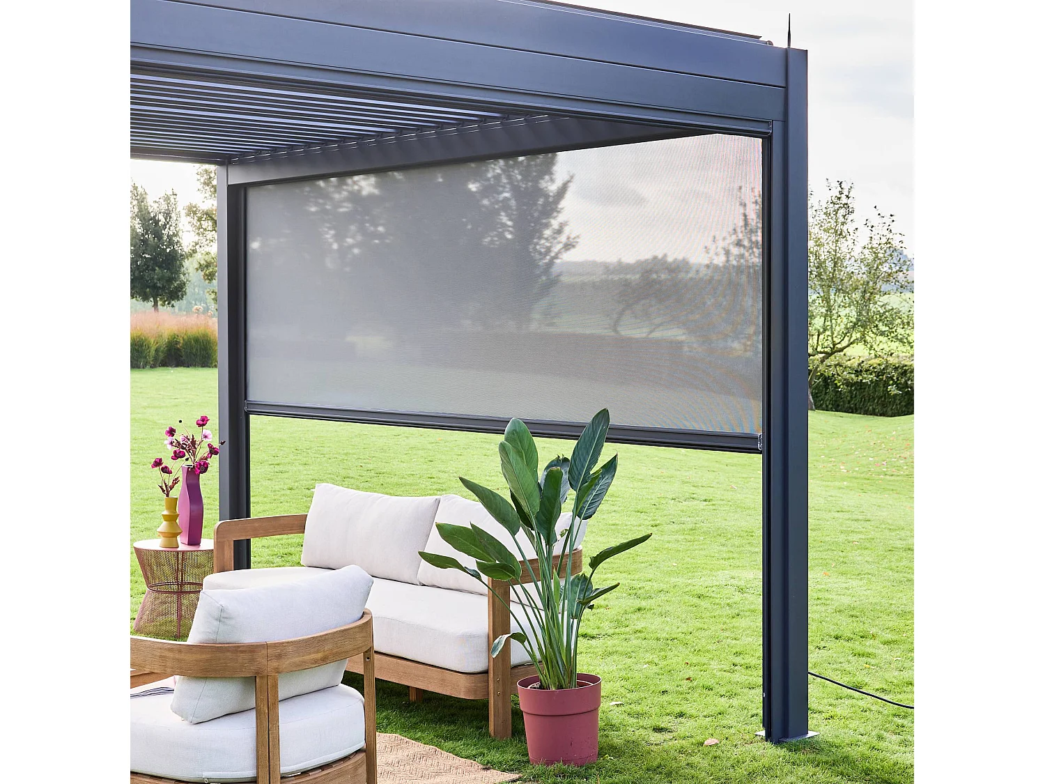 Tenda laterale 4m per pergola 3x4m, antracite