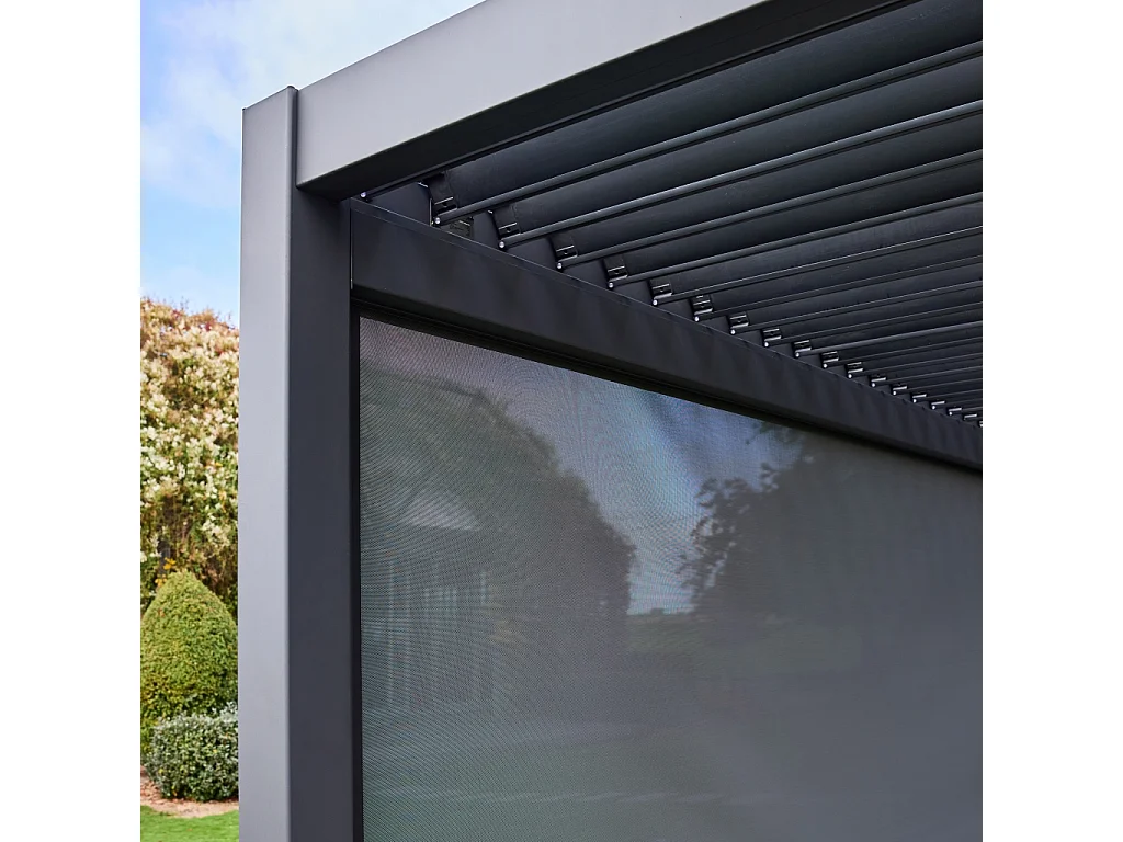 Store gris pour pergola bioclimatique – Triomphe – 3x4 m. aluminium et textilène