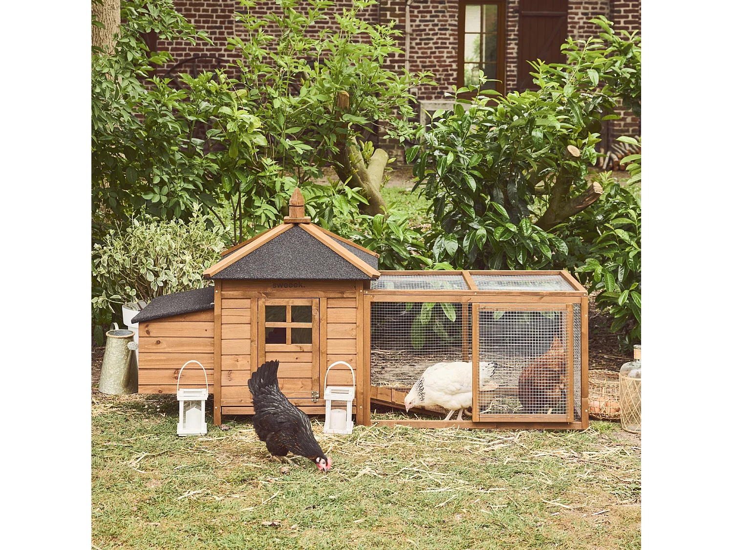 Poulailler en bois JAVA. 4 poules. cage à poule avec enclos