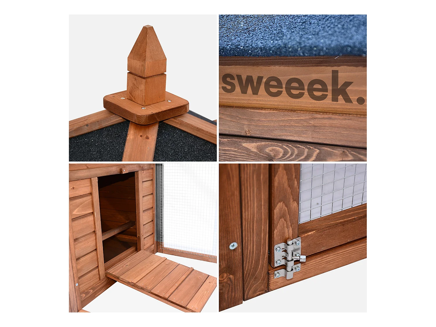 Gallinero de madera con corral para 4 gallinas madera