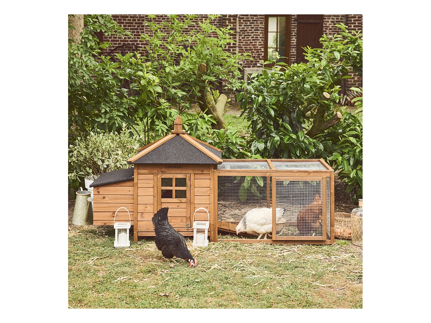 Gallinero de madera con corral para 4 gallinas madera