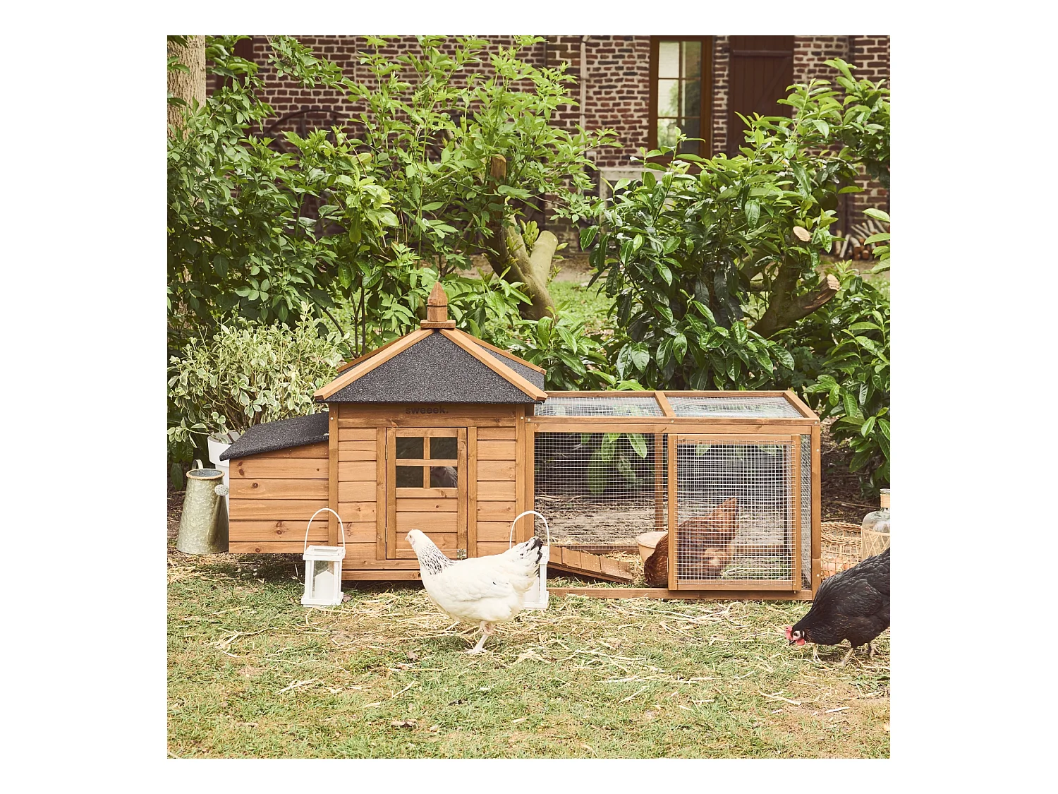 Gallinero de madera con corral para 4 gallinas madera