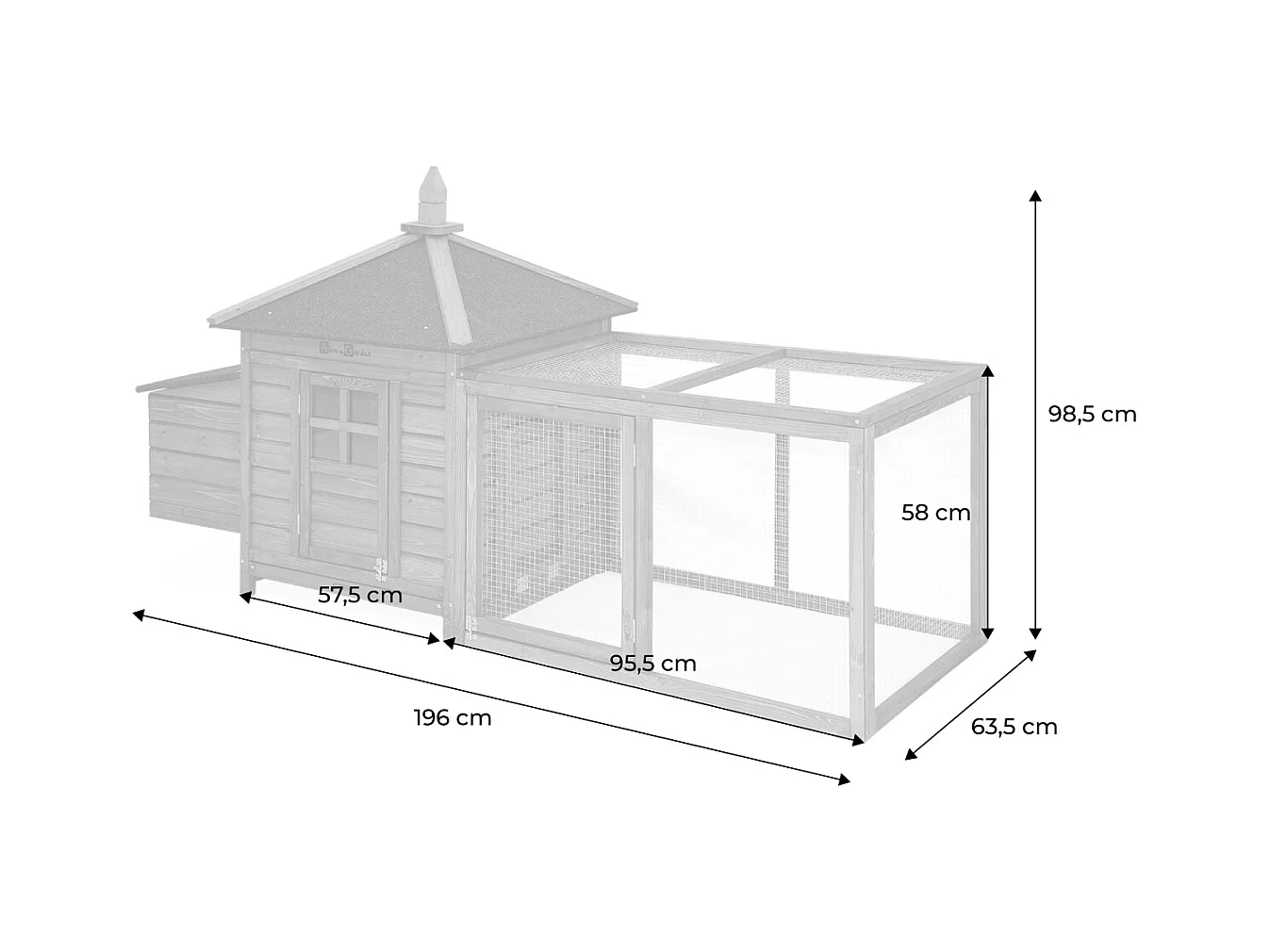 Gallinero de madera con corral para 4 gallinas madera