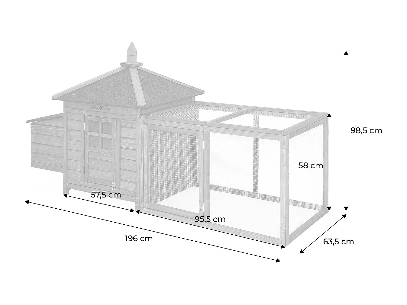 Poulailler en bois JAVA. 4 poules. cage à poule avec enclos