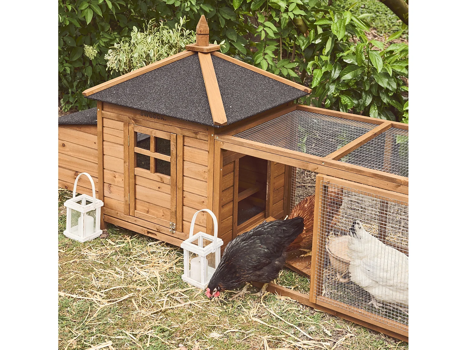 Poulailler en bois JAVA. 2 poules. cage à poule avec enclos