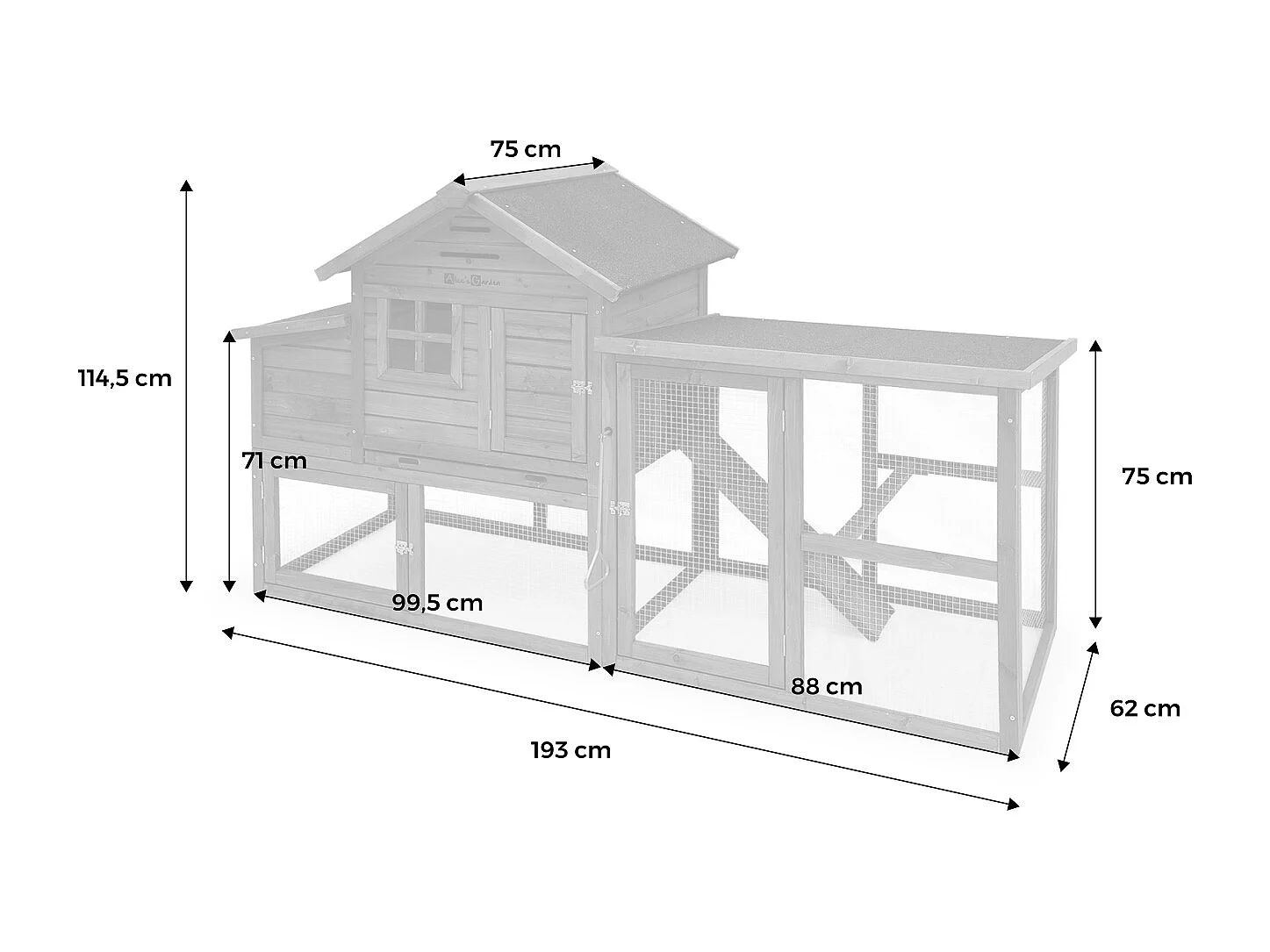 Poulailler en bois GELINE. 4 poules. cage à poule avec enclos