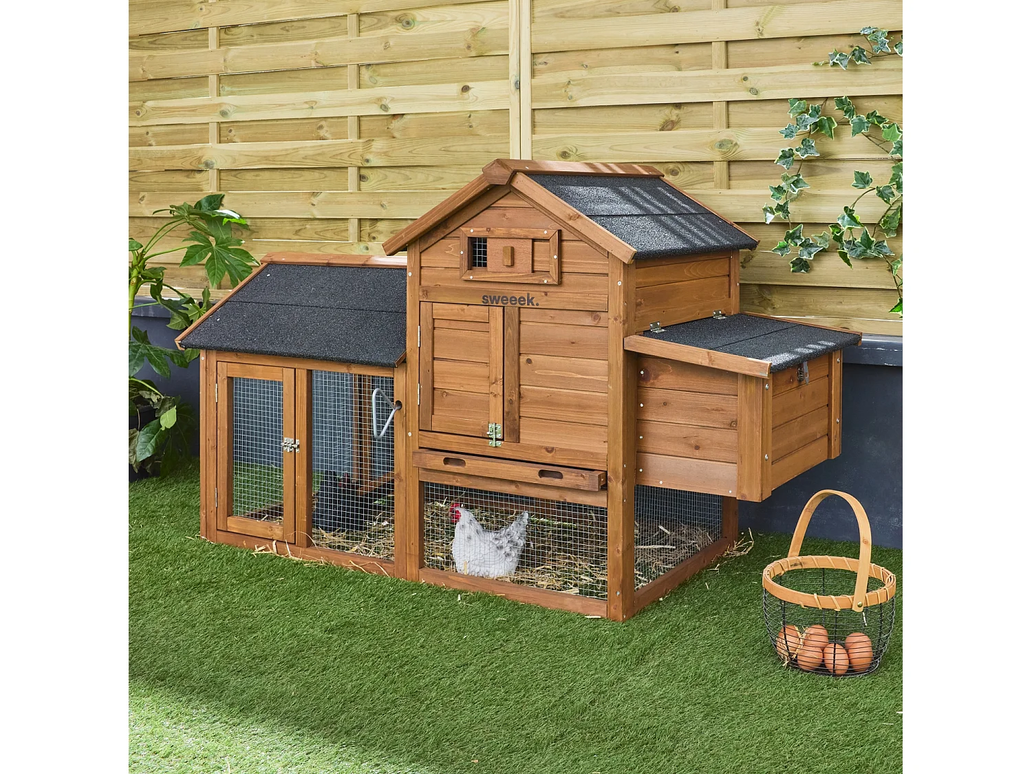 Gallinero de madera con corral para 3 gallinas madera