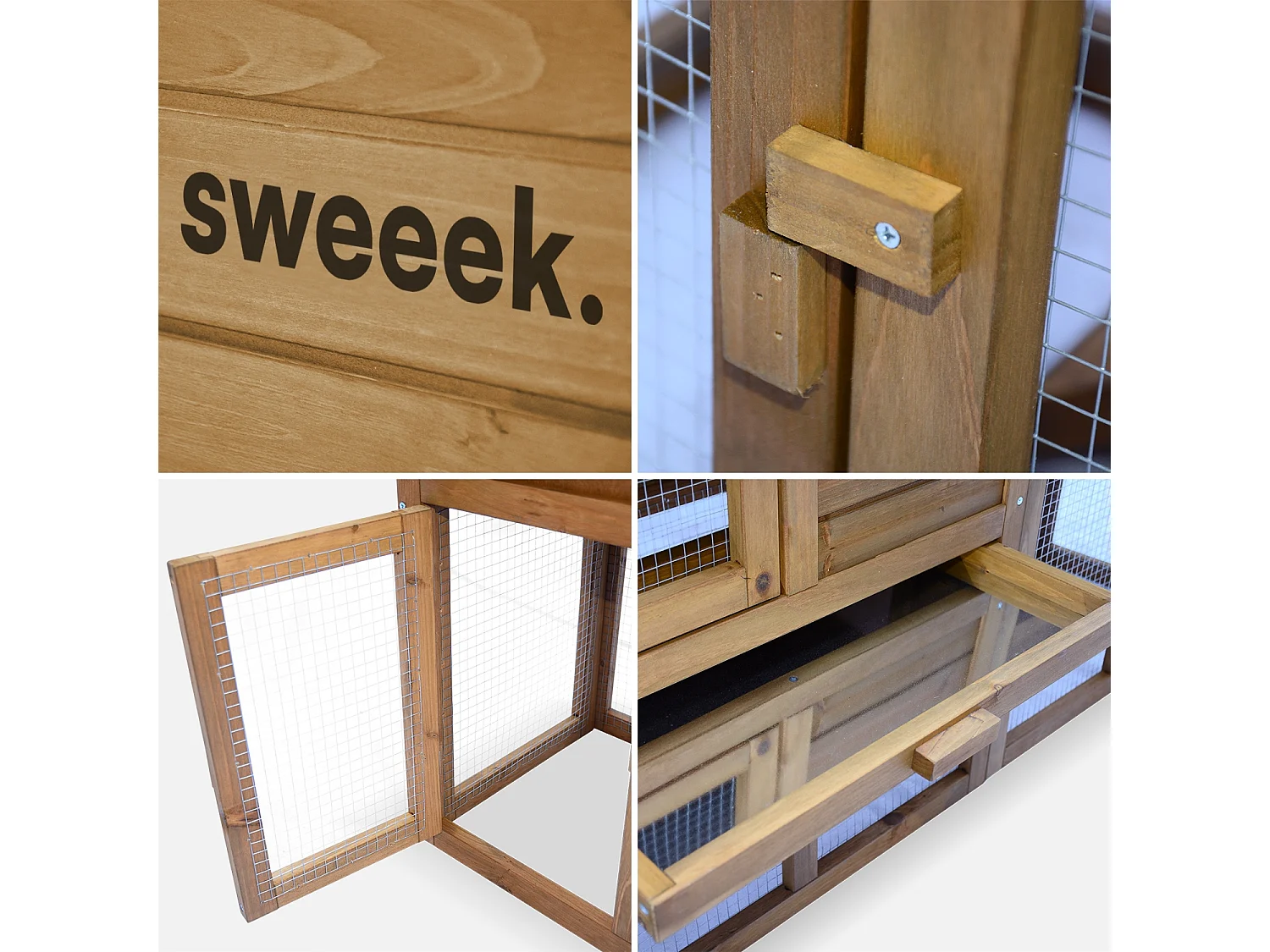 Clapier en bois Angora pour lapin et autres rongeurs. 4 lapins. cage à lapin avec enclos. espace intérieur et extérieur. poulailler