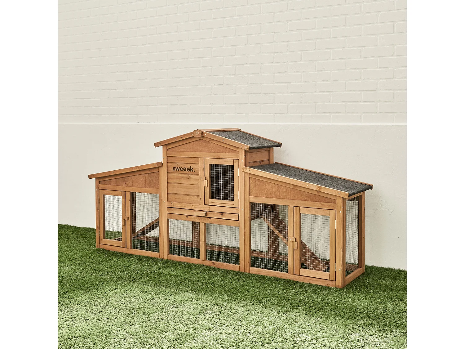 Clapier en bois Angora pour lapin et autres rongeurs. 4 lapins. cage à lapin avec enclos. espace intérieur et extérieur. poulailler