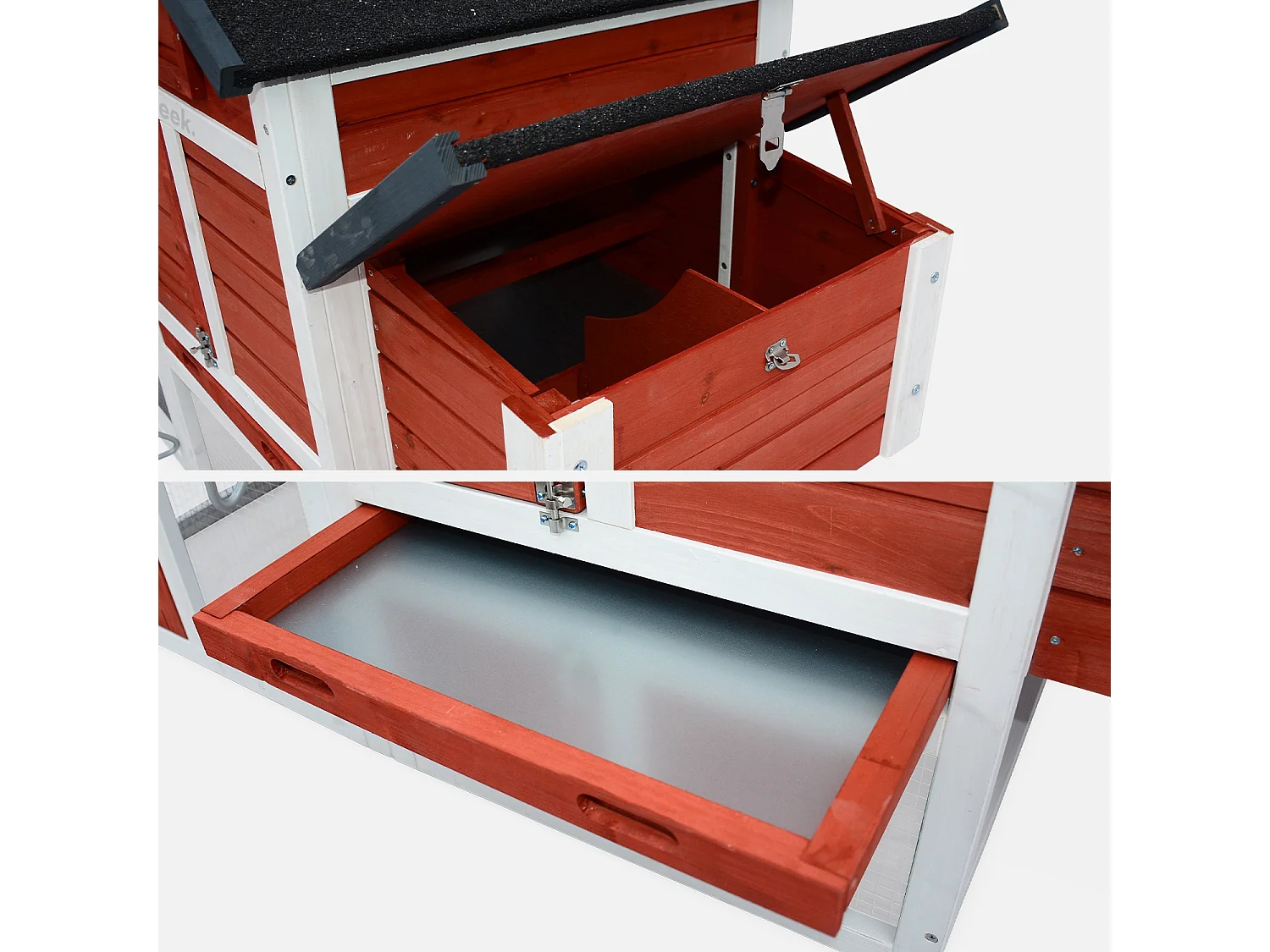 Gallinero de madera con corral para 3 gallinas rojo