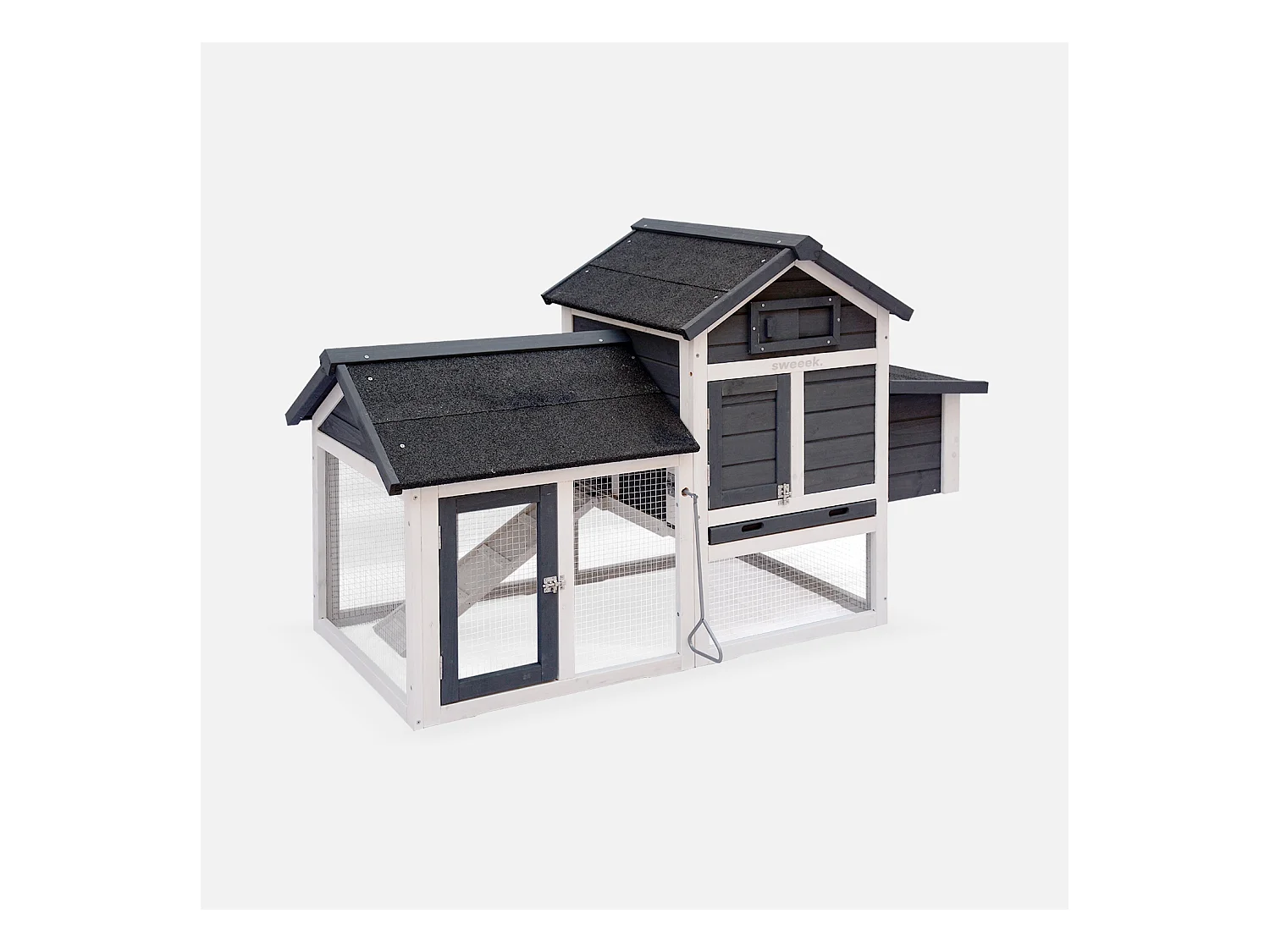 Gallinero de madera con corral para 3 gallinas antracita