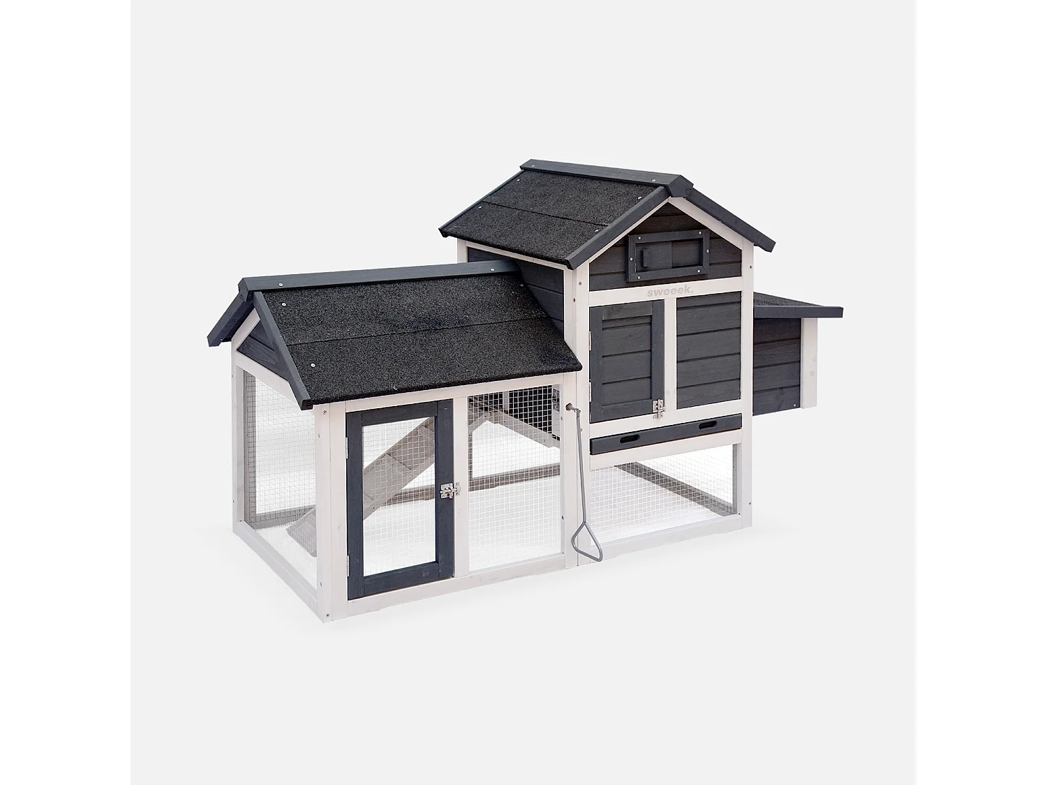 Gallinero de madera con corral para 3 gallinas antracita