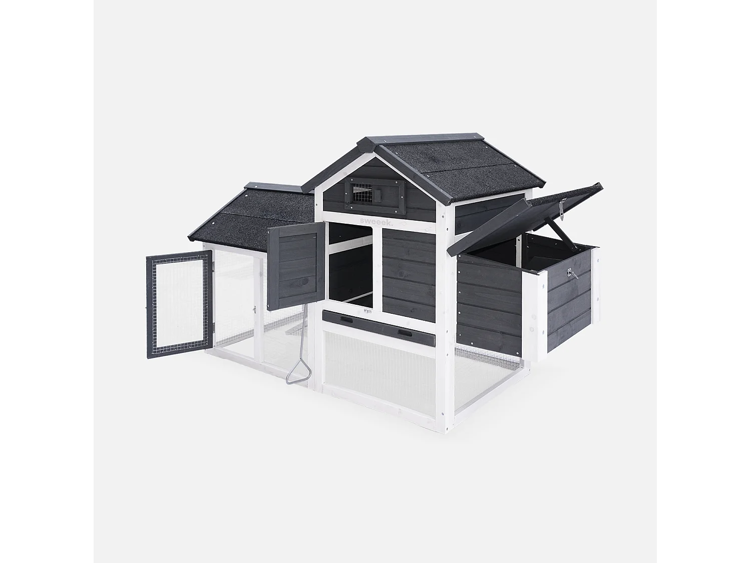 Gallinero de madera con corral para 3 gallinas antracita