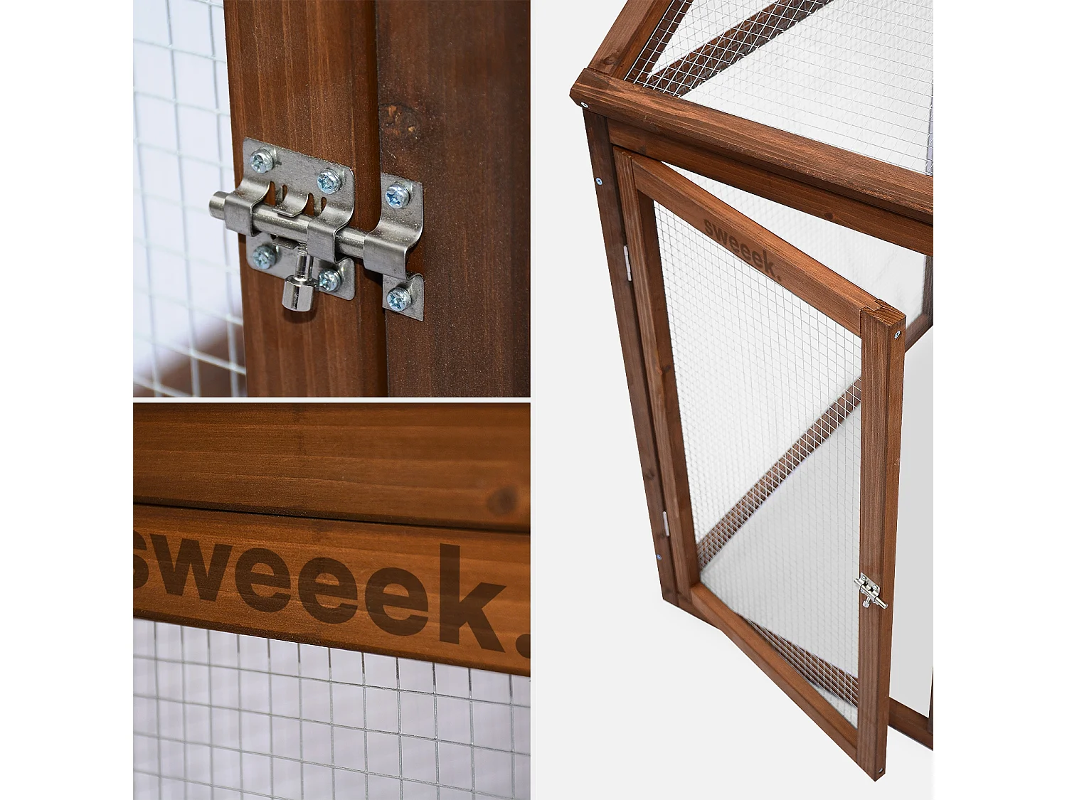 Enclos pour poulailler en bois CHABO. 6 poules. parc grillagé pour poules. extension